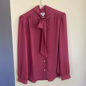 Reddish-pink bow blouse from j-crew in size extra small